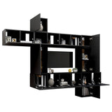 ZNTS 10 Piece TV Cabinet Set Black Engineered Wood 3078842