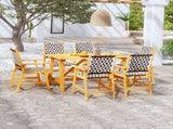 Garden Dining Set Brown Solid Acacia Wood, Poly Rattan 7 Piece 3087125