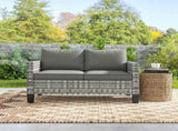 Two-Seater Rattan Outdoor Sofa - Light Grey T3398P317833