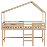 ZNTS Loft Bed with Ladder and Roof without Mattress 80x200 cm 3282066