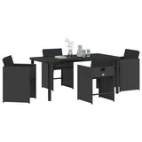 Garden Dining Set 5 pcs Black Poly Rattan 3380691