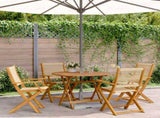 5 Piece Garden Dining Set Beige Polypropylene and Solid Wood 3281819