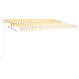 Manual Retractable Awning 450x350 cm Yellow and White 3068998