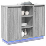 LED Sideboard Grey Sonoma 90 x 32 x 75 cm Engineered Wood 869687