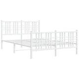 Metal Bed Frame without Mattress with Footboard White 137x190cm 376390