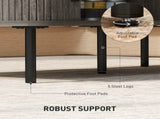 Coffee Table with Storage, Living Room Table with Slatted Tambour Sliding Doors and Foot Pads, T3398P377894
