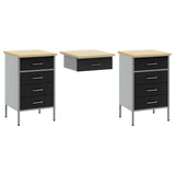 Work Cabinet with Drawer 3 pcs Black Engineered Wood and Steel 3321376