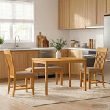 Dining Set 4 pcs Grey Solid Oak Wood 3430302