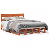 Bed Frame without Mattress Wax Brown 140x200 cm Solid Wood Pine 3302296