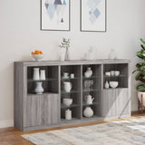 Sideboard with LED Lights Grey Sonoma 202x37x100 cm 3209189
