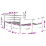 Bed Frame with Headboard White 160x200 cm Solid Wood Pine 3307039