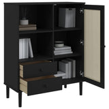 Highboard SENJA Rattan Look Black 90x40x112 cm Solid Wood Pine 358057