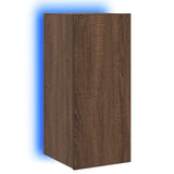 TV Wall Cabinet with LED Lights Brown Oak 30.5x35x70 cm 837244