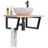 Basin Shelf Wall Mounted Steel and Solid Wood Beech 3302503