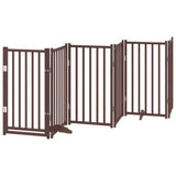 Dog Gate with Door Foldable 6 Panels Brown Oak 300 cm Solid Wood Fir 352295