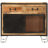 Sideboard 80x31x66 cm Solid Rough Wood Mango and Metal 355843
