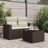 Garden Table with Glass Top Brown 55x55x37 cm Poly Rattan 366207