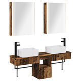 Bathroom Cabinet Set 5 pcs Old Wood 53 x 15.5 x 70 cm 3406333