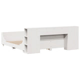 ZNTS Bed Frame without Mattress White 200x200 cm Solid Wood Pine 3323756