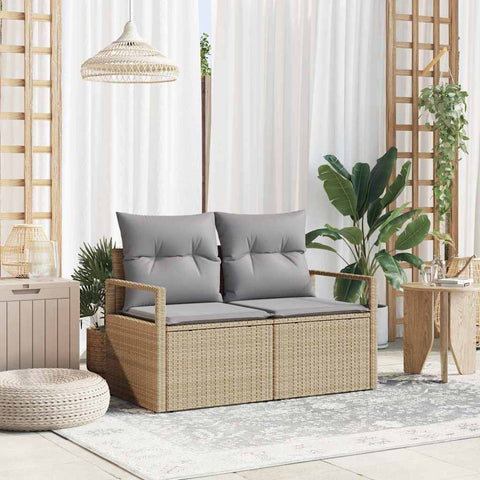 Garden Sofa with Cushion Beige 120 x 62 x 69cm Poly Rattan 42006755