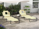 Outdoor Foldable Sun Lounger Set of 2, 4 Level Adjustable Backrest Reclining Sun Lounger Chair with T3398P323972