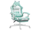 Cat Ear and Paw Reclining Office Chair, with Footrest - Light Blue/White T3398P377433