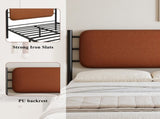 Metal 4ft6 double bed 135190cm, With a PU-upholstered headboard, Durable and Sturdy, Youth N604P390164B