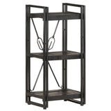 Bookcase Black Solid mango wood and powder-coated steel Medium 320625
