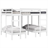 Triple Bunk Bed Frame White 140x200/70x140 cm Solid Wood Pine 3308578