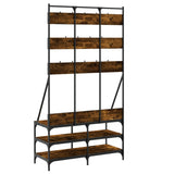 ZNTS Clothes Rack with Shoe Storage Smoked Oak 100x40x184 cm 837859