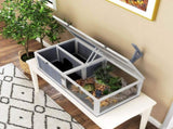 Wooden Tortoise House with Lamp Holder, Clear Windows, Openable Tops, Built-In Tray, Light Grey T3398P425330