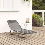 Folding Sun Lounger Folding Grey 182 x 55 x 85.5 cm Textilene 42003156