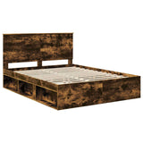 Bed Frame Smoked Oak 150 x 200 cm Solid Pine Wood 3410996