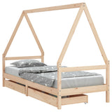 Kids Bed Frame with Drawers 80x200 cm Solid Wood Pine 834465