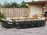 13 Piece Garden Dining Set with Cushions Black Poly Rattan 3210867