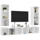Wall-mounted TV Cabinets 4 pcs White Engineered Wood 3079880