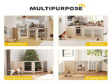 4 Panel Freestanding Pet Gate, Indoor Dog Barrier with Lockable Door, Support Feet, 360&deg Flexible T3398P425272