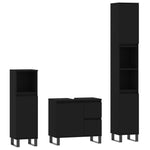ZNTS 3 Piece Bathroom Furniture Set Black Engineered Wood 3190230