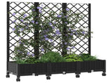 Garden Planter with Trellis&Wheels Black 120 x 40 x 131.5 cm PP 3423052