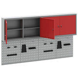 Tool Cabinet Set with Shelf 6 pcs Red Powder-Coated Steel 3321403