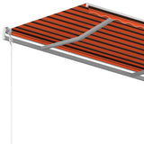 ZNTS Manual Retractable Awning with Posts 3x2.5 m Orange and Brown 3069900