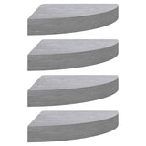 Wall Corner Shelves 4 pcs Concrete Grey 35x35x3.8 cm MDF 326644