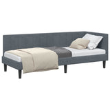 Corner Bed Frame with Headboard Dark grey 80 x 200 cm Velvet 42016329