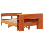 Bookcase Bed without Mattress Wax Brown 150x200 cm King Size Solid Wood Pine 3322947