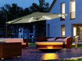 3 LED Cantilever Parasol Garden Sun Umbrella w/ Cross Base and Solar Lights Grey T3398P323779