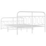 Metal Bed Frame without Mattress with Footboard White 140x190cm 377184