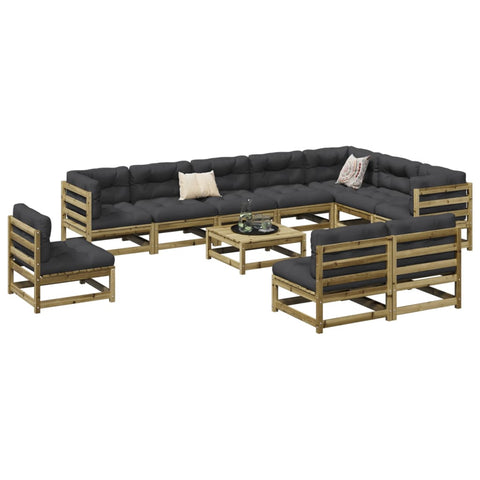 ZNTS 11 Piece Garden Sofa Set Impregnated Wood Pine 3299488