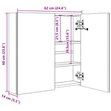 ZNTS LED Bathroom Mirror Cabinet White and Oak 62x14x60 cm 326523