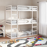 Triple Bunk Bed without Mattress White 90x190 cm Single Solid Wood Pine 3284258