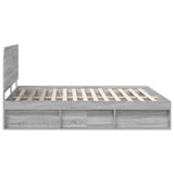 Bed Frame Grey Sonoma 200 x 200 cm Solid Pine Wood 3412448